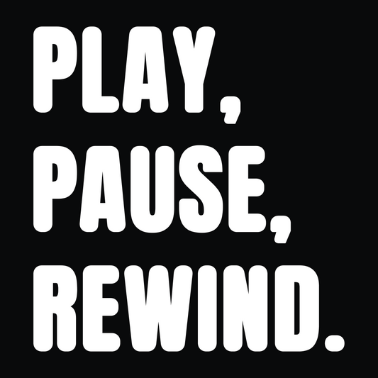Play, Pause, Rewind Monochrome T-Shirt
