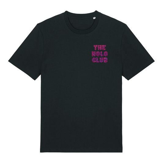 The Holo Club Logo Pink Confetti Holographic T-Shirt