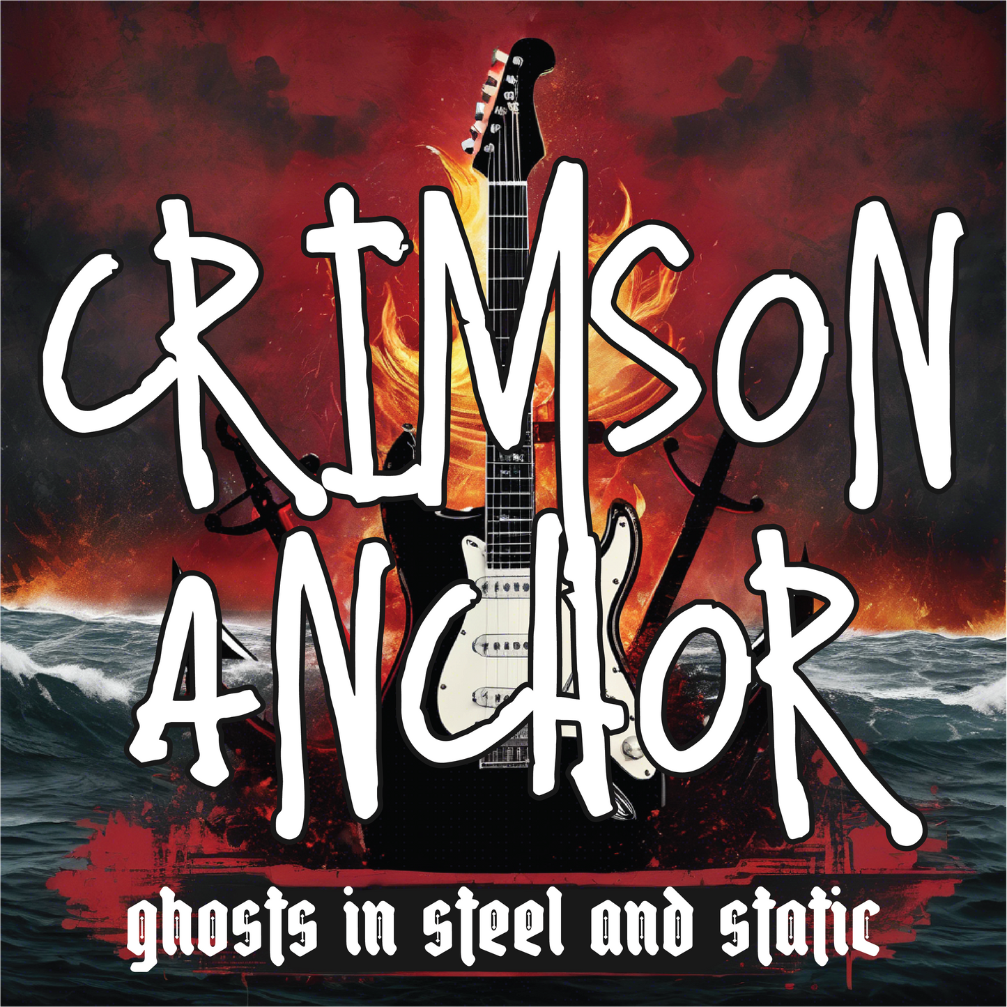 Crimson Anchor - Ghosts In Steel and Static Album Cover Hooded Sweat