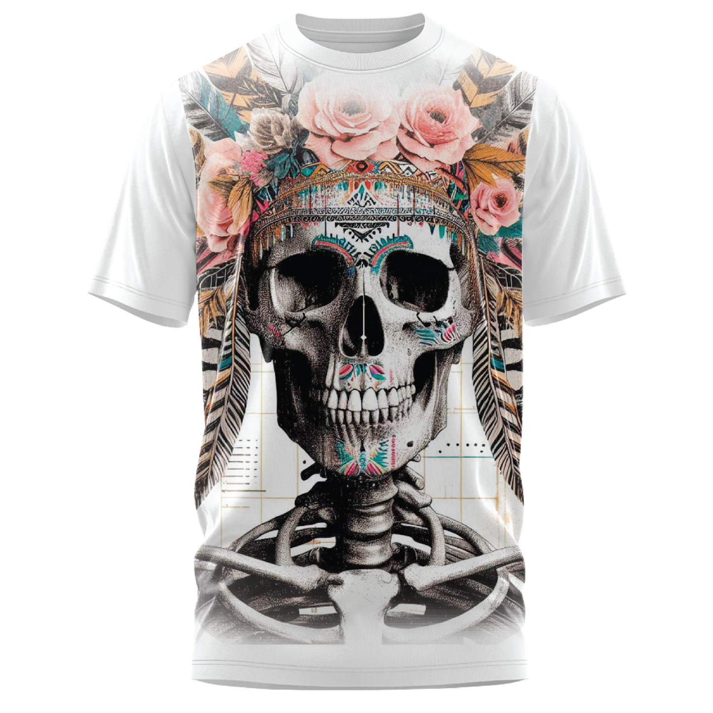 Oversized Impact - Floral Skull T-Shirt