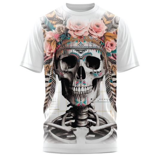 Oversized Impact - Floral Skull T-Shirt