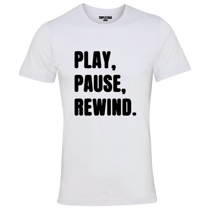 Play, Pause, Rewind Monochrome T-Shirt