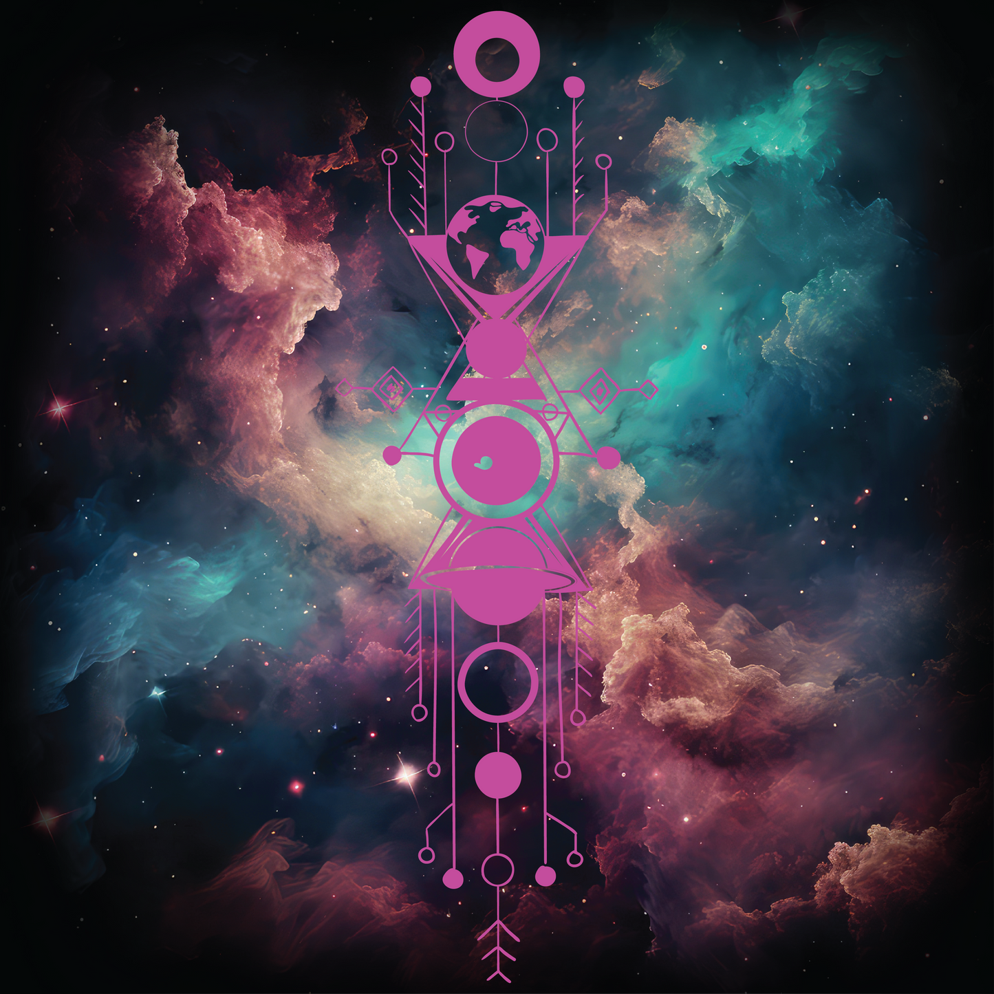 Vybz X THC Nebula Pulse Magenta Reflective T-Shirt