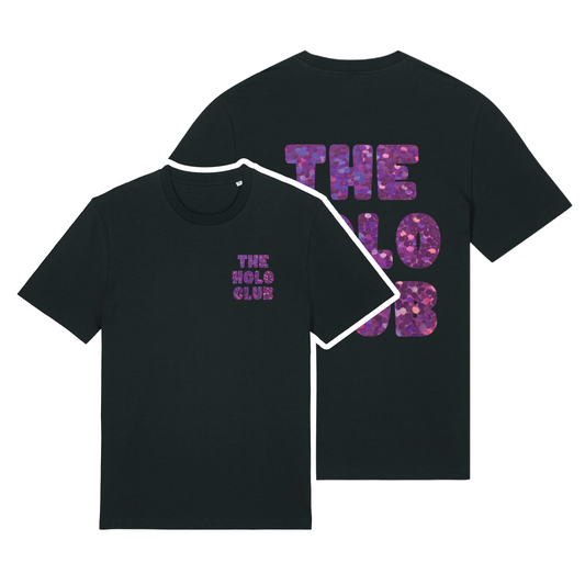 The Holo Club Logo Purple Confetti Holographic T-Shirt