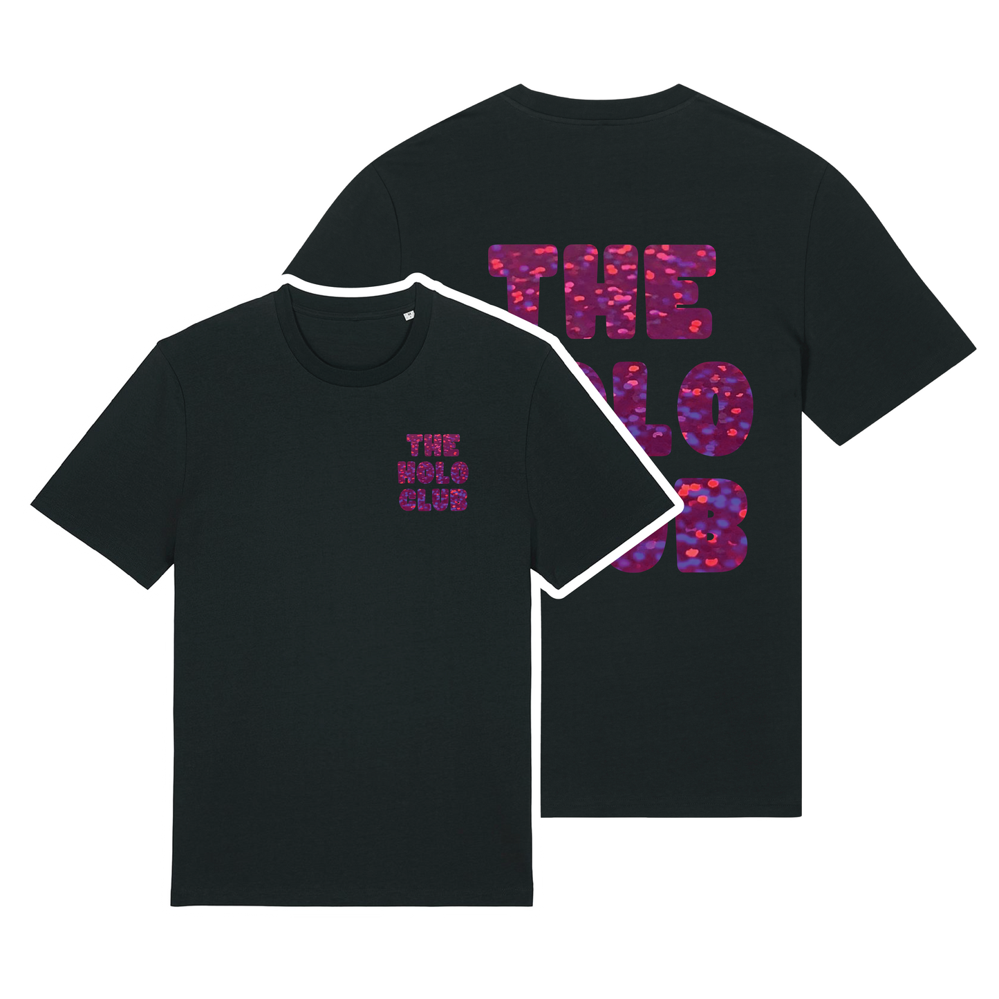 The Holo Club Logo Pink Confetti Holographic T-Shirt