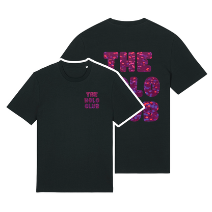 The Holo Club Logo Pink Confetti Holographic T-Shirt