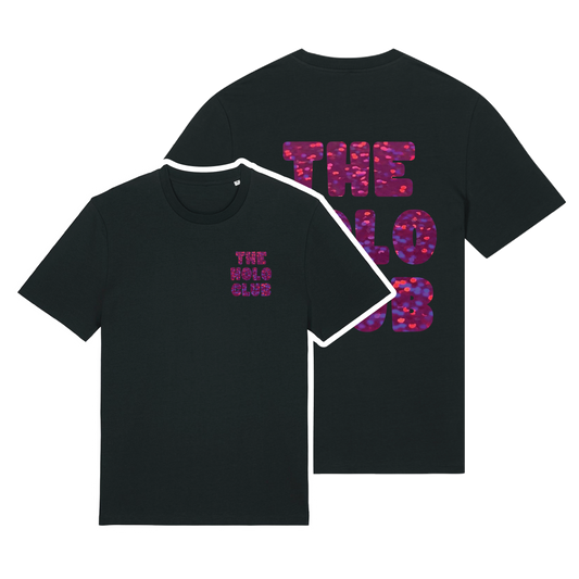 The Holo Club Logo Pink Confetti Holographic T-Shirt